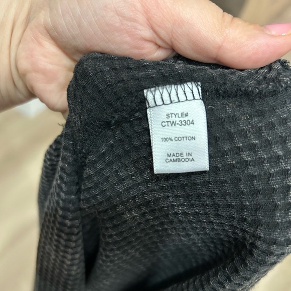 Zenana Washed Baby Waffle Reverse Seam Long Sleeve Tee ash black Small Medium - Picture 7 of 8